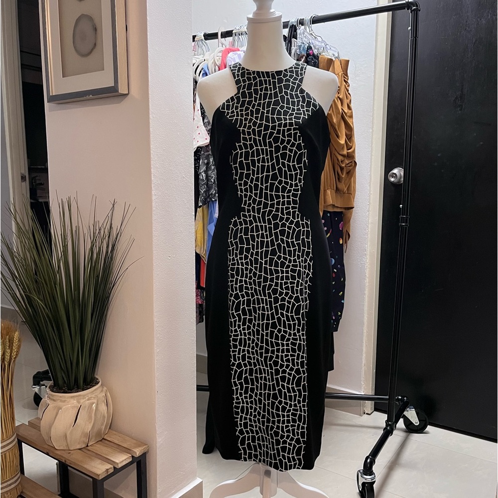 JAYGODFREY bl/wh dress, sleeveless, Sz 6